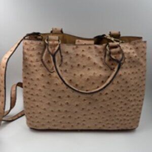 Embossed Faux Leather Ostrich Satchel